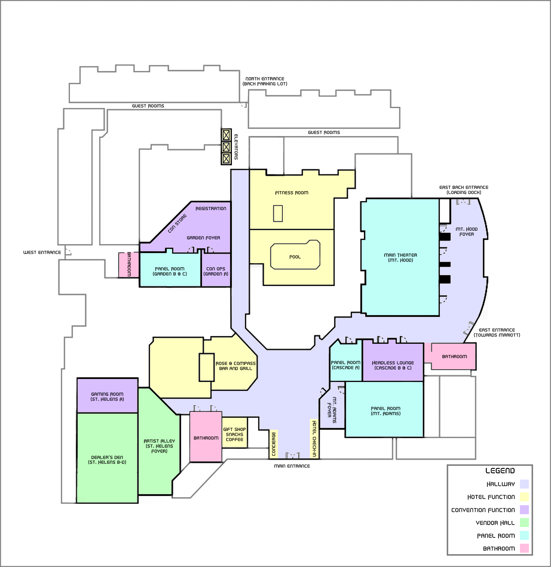 A map of the Sheraton Portland Airport Hotel
